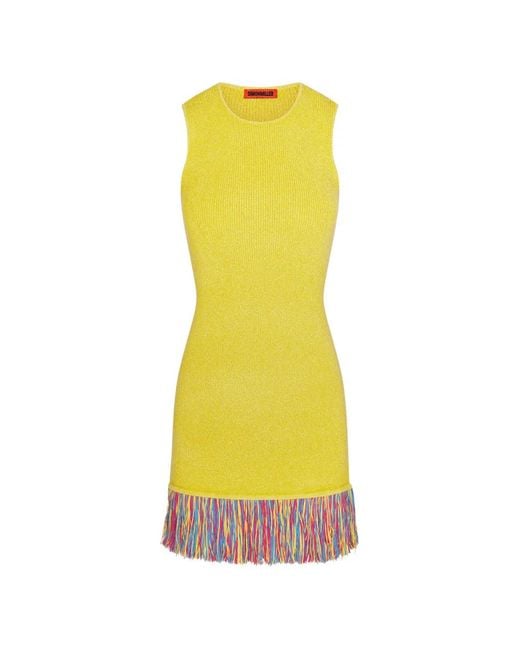 Simon Miller Yellow Robe Courte Etta À Franges