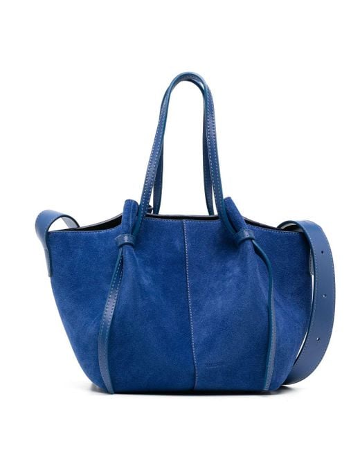 Yuzefi Blue Square Mochi Suede Shoulder Bag