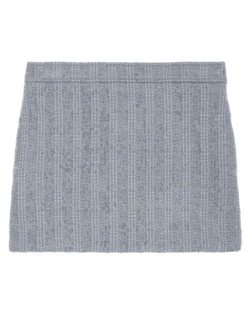 Gucci Gray Mid-rise Tweed Miniskirt