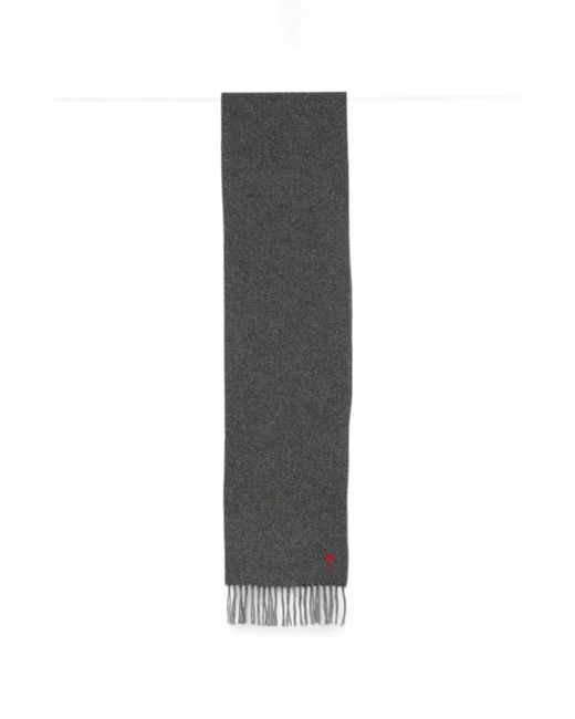 AMI Gray Ami De Coeur Fringed Scarf