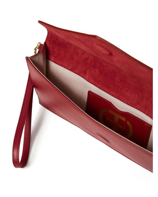 Twinset Red Leather Clutch Bag