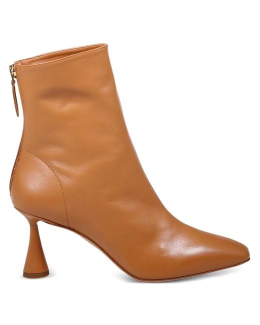 Aquazzura Brown 70Mm Amore Leather Zip-Fastening Boots