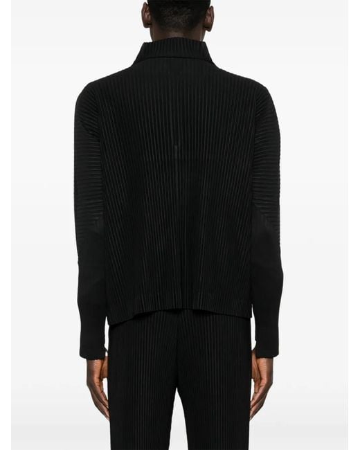 Homme Plissé Issey Miyake Black Zip Pleated Top for men