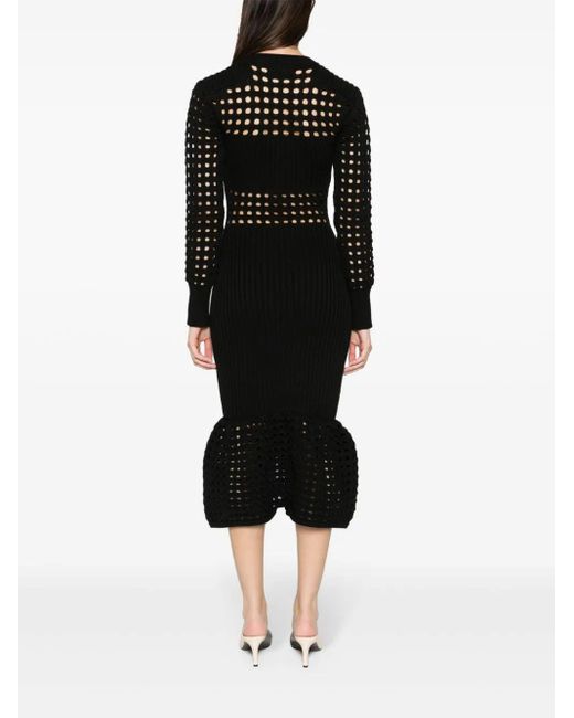 McQueen Black Knitted Midi Dress