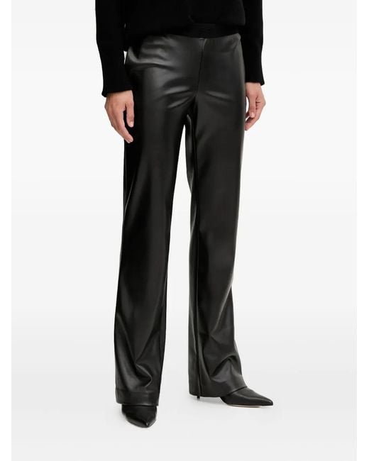 ERMANNO FIRENZE Black Logo-Waist Straight Trousers