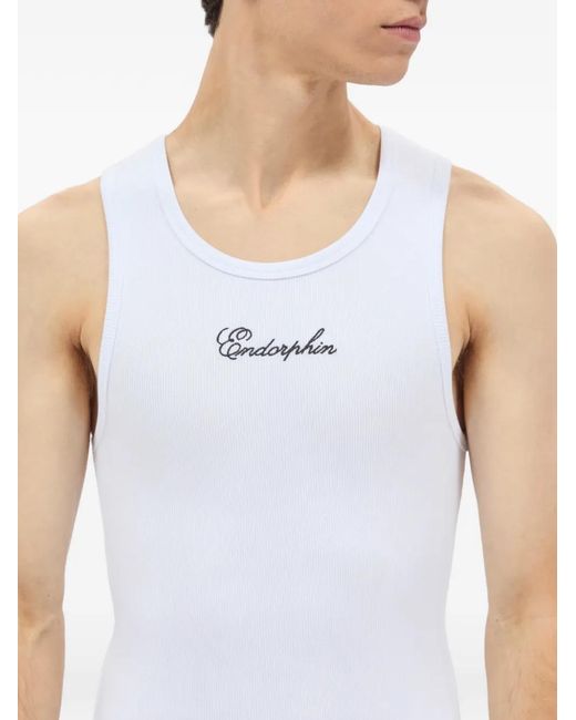 MSGM White Ribbed Tank Top for men