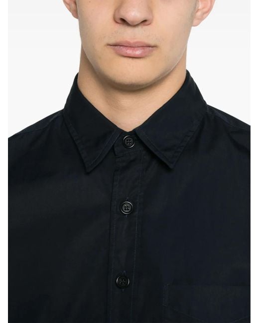 Aspesi Blue Poplin Patch-Pocket Shirt for men