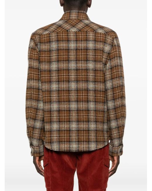 Moncler Brown Check Pocket Shirt for men