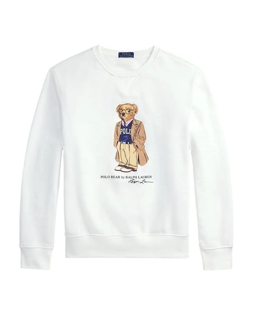 Polo Ralph Lauren White Polo Bear Fleece Sweatshirt for men