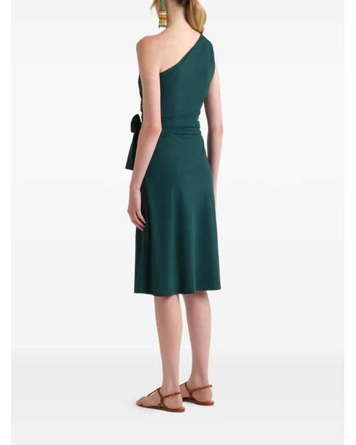 Maliparmi Green One-Shoulder Midi Dress