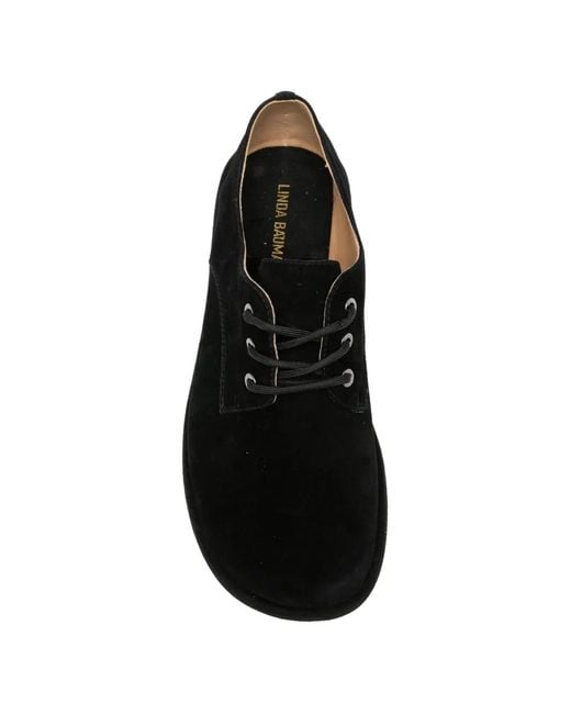 Linda Baumann Black Suede Lace-Up Fastening Derby Shoes