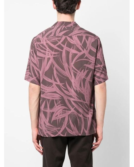 Lardini Purple Graphic-Print Short-Sleeve Shirt for men