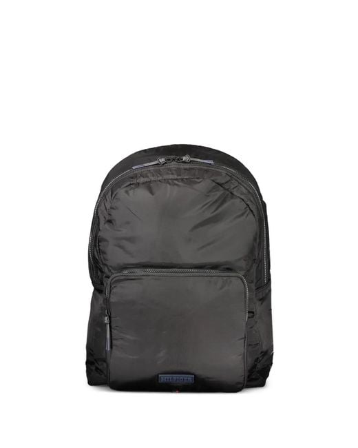 Tommy Hilfiger Black Logo-Patch Backpack for men