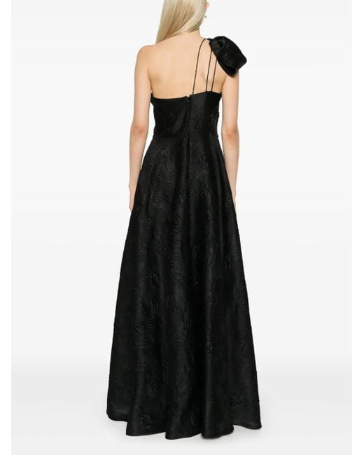 Talbot Runhof Black Mossana1 Maxi Dress