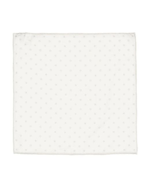 Eleventy White Polka Dot Pocket Square for men