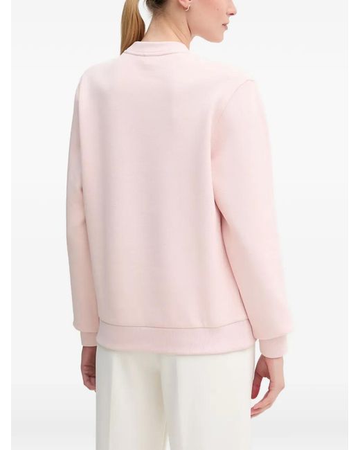 Lacoste Pink Logo-Patch Ribbed-Trim Sweater