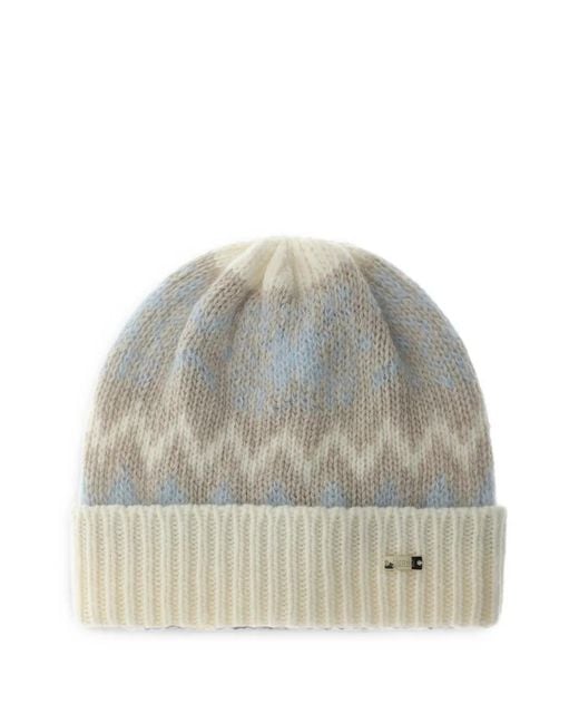 Herno Gray Jacquard-Knit Beanie Hat