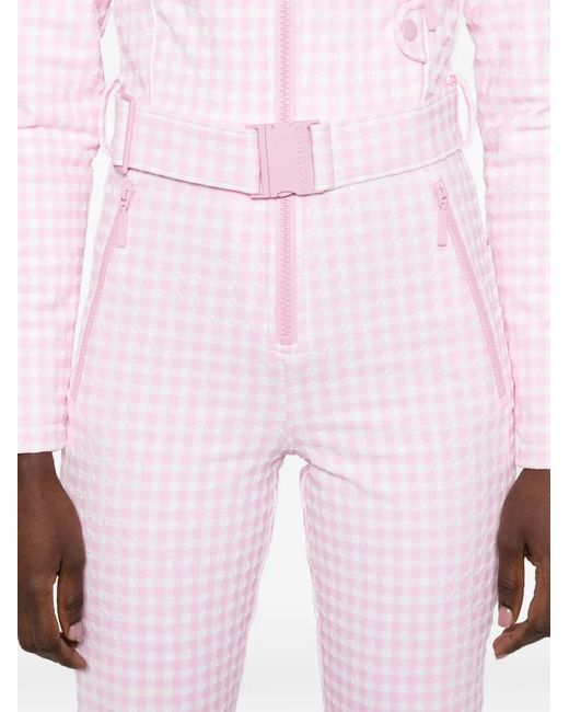 CORDOVA Pink Gingham-Pattern Belted Ski Suit