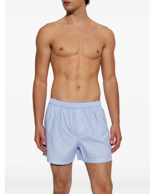 Tom Ford Blue Pleated Cotton Boxers for men