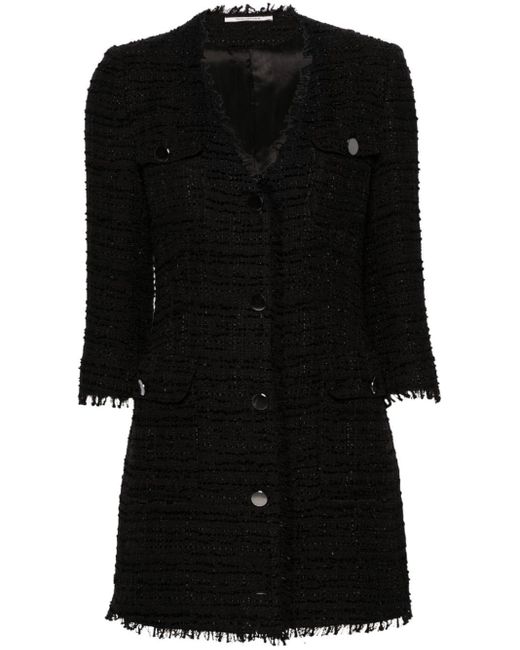 Tagliatore Black Doreen Tweed Midi Coat