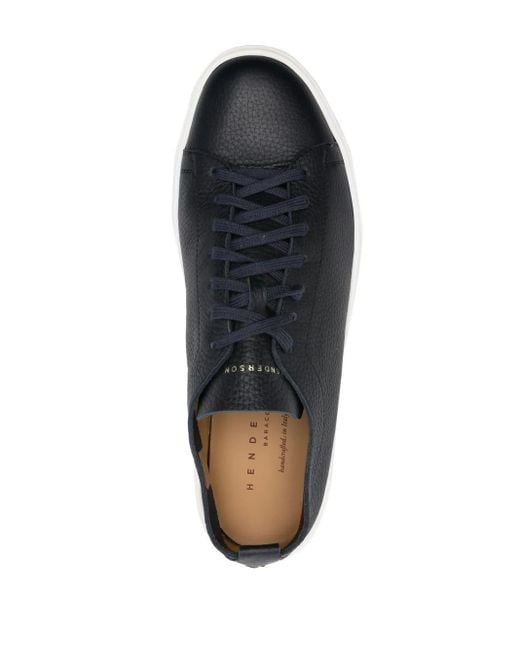 Henderson Blue Grainy Leather Sneakers for men