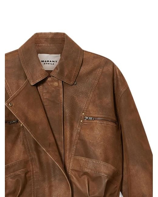 Isabel Marant Brown Veste À Effet Usé Et Empiècements
