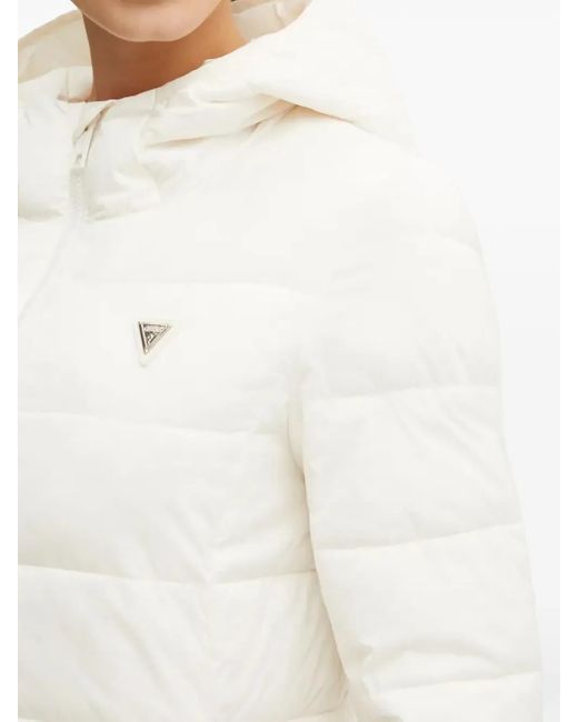Guess White Hooded Quilted Jacket