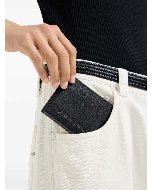 Brunello Cucinelli Black Grained Calfskin Card Holder