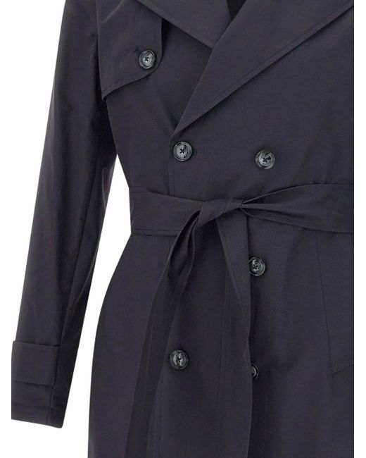 Barba Napoli Blue Double-Breasted Trench Coat for men