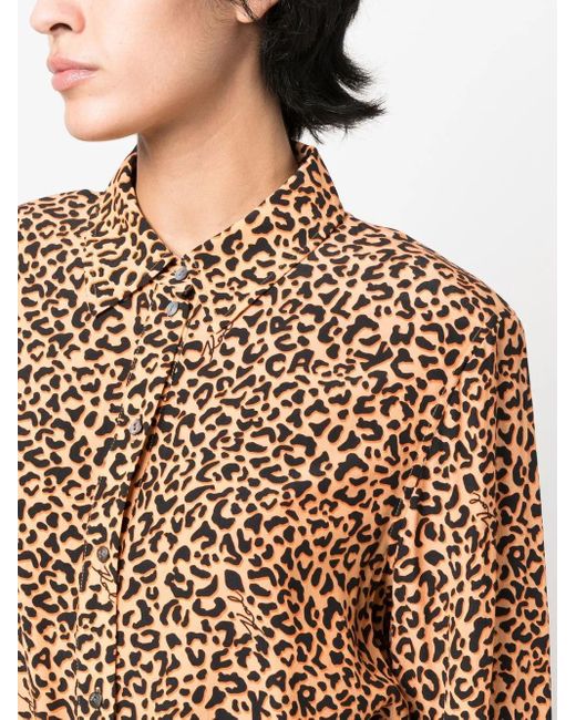 Karl Lagerfeld Brown Robe Ceinturée À Imprimé Léopard