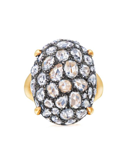 Fred Leighton White 18Kt Rose Cut Diamond Oval Bombe Cocktail Ring