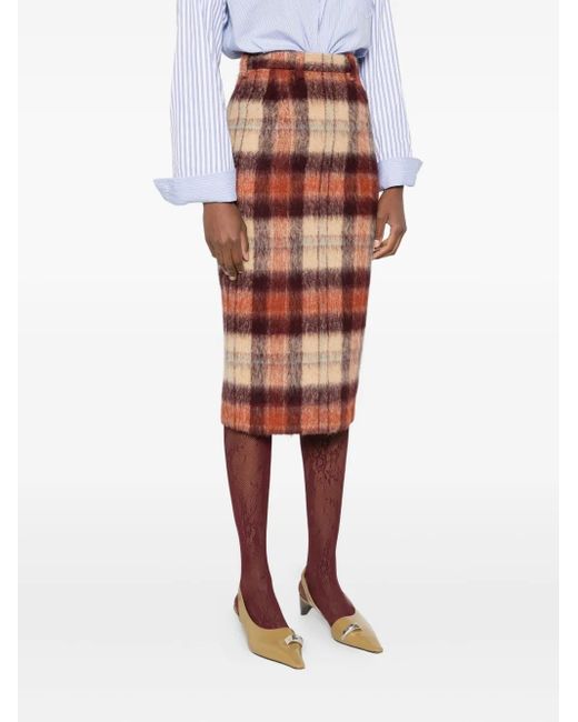 N°21 Brown Rock Checked Wool Skirt