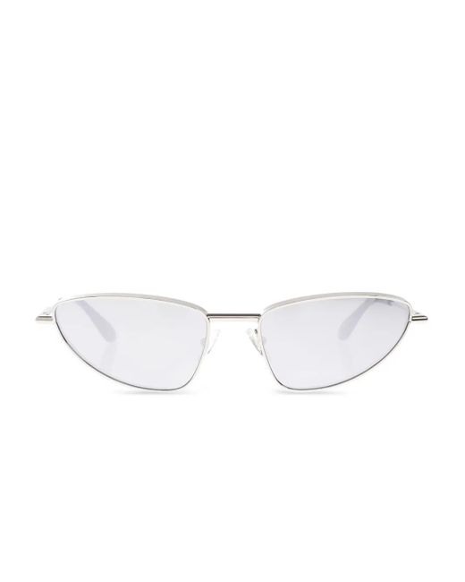 Alexander McQueen White Thin Cat-Eye Sunglasses