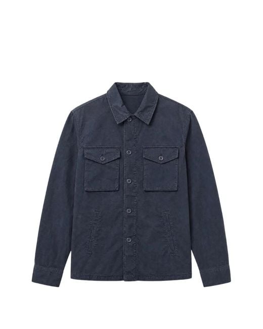 Hartford Blue Jonah Button-Up Pocket-Detail Jacket for men