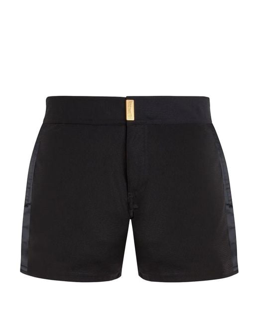 Vilebrequin Black Midnight Logo-Patch Swim Shorts for men