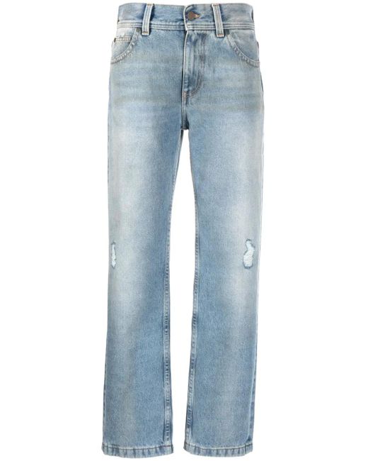 Palm Angels Blue Straight Jeans With Logo