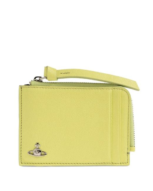 Vivienne Westwood Yellow Orb-Plaque Grained Leather Card Holder