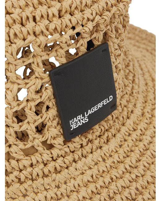 Karl Lagerfeld Metallic Raffia Bucket Hat