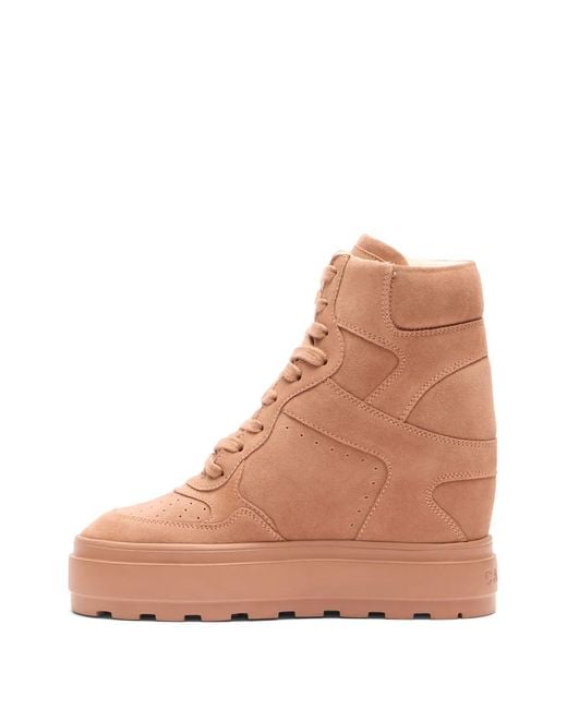 Casadei Brown Wedge-Heel Panelled Sneakers