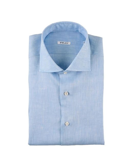 Fray Blue Spread-Collar Button-Up Shirt for men
