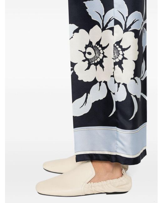 Pantalones rectos con estampado floral P.A.R.O.S.H. de color White