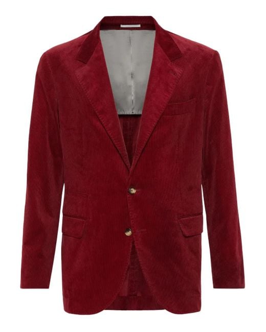 Brunello Cucinelli Red Sea Island Cotton-Corduroy Deconstructed Blazer for men