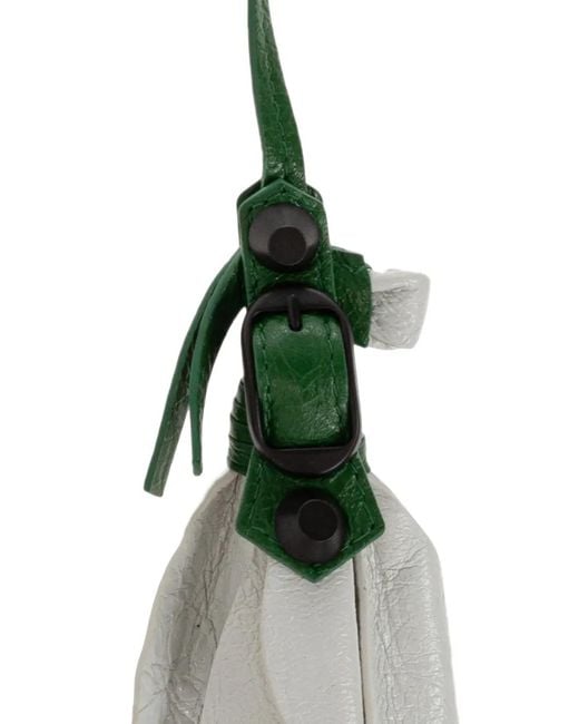 Balenciaga Green Le City Roses Floral-Charm Leather Keyring