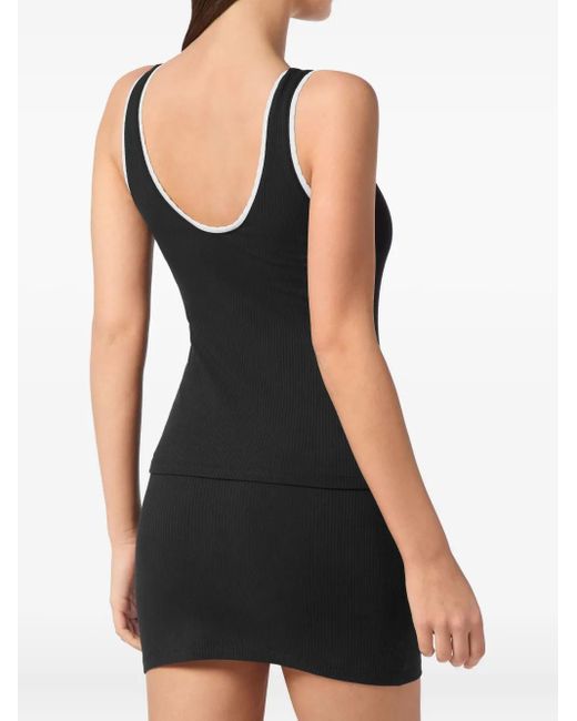 Philipp Plein Black Ribbed Tank Top