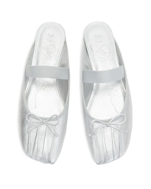 3.1 Phillip Lim White Bow-Detail Elasticated-Strap Mules