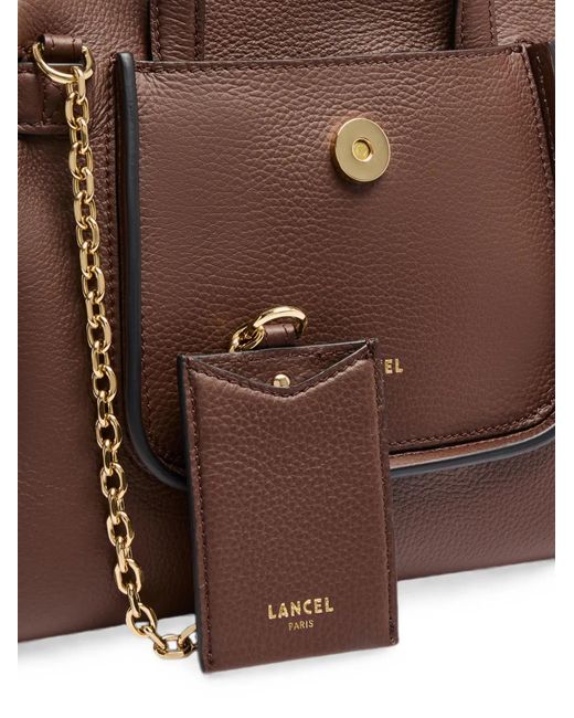 Lancel Brown Small Thea Grained Handbag
