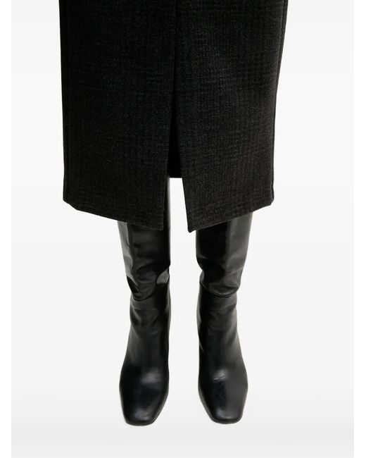 Sandro Ferrone Black Front-Slit Midi Skirt