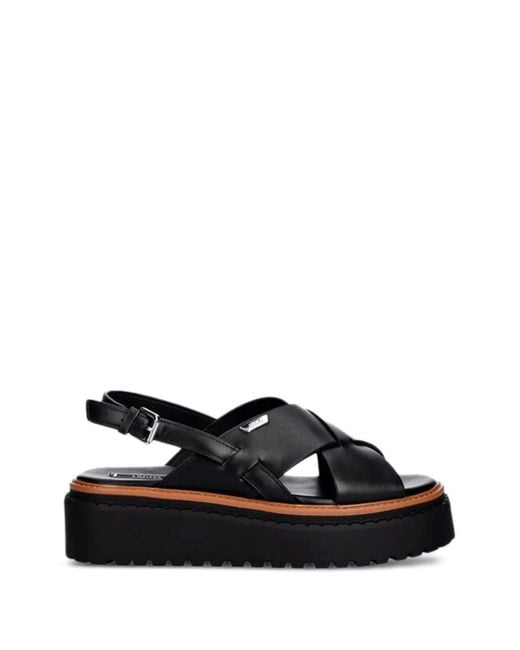 Liu Jo Black Crossover Flatform Sandals