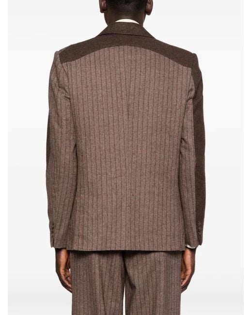 Kidsuper Brown Pinstriped Face-Patchwork Jacket for men