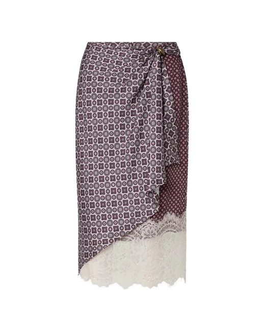 Liu Jo Purple Midi Skirt With Lace Details